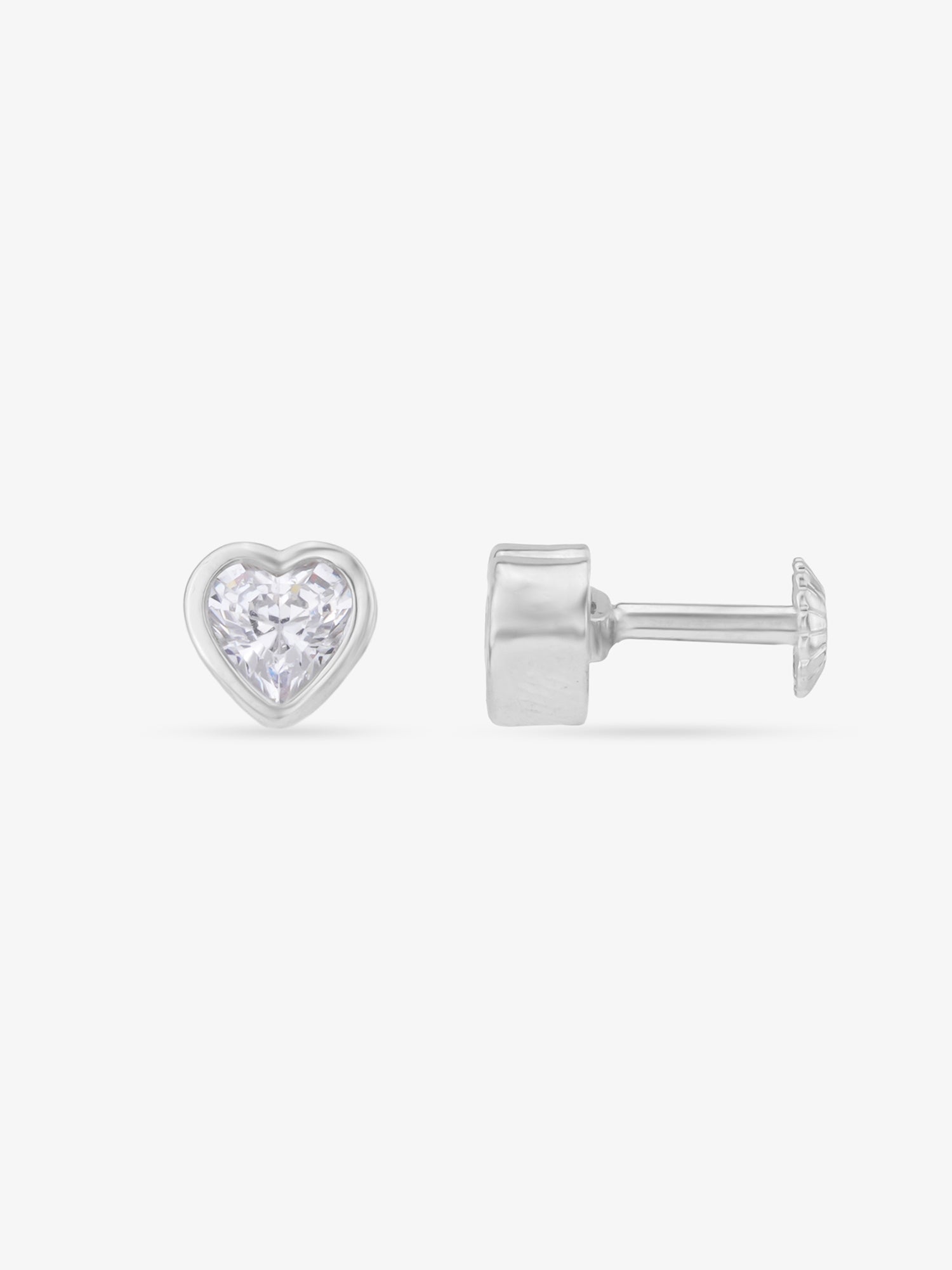 Side profile of SIJA 925 Silver Heart Shaped Stoned Earrings sterling silver jewellery elegant accessory durable construction polished edges