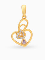 Hero shot SIJA 925 silver jewellery gold plated heart with sparkling pink stone pendant BIS hallmarked elegant timeless accessory perfect for weddings festive wear and gifting
