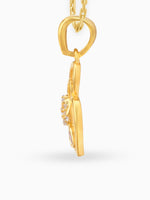 Side view SIJA 925 silver jewellery gold plated heart with sparkling pink stone pendant stylish handcrafted accessory perfect for weddings parties anniversaries and festive wear