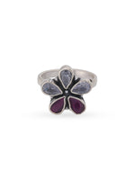 Detailed close up of SIJA 925 Silver Heirloom Bloom Antique Toe Ring showing oxidised floral heirloom motif and handcrafted silver finish