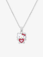 SIJA 925 Silver Hello Kitty Heart Pendant with Chain sterling silver jewellery playful design full front hero view accessory