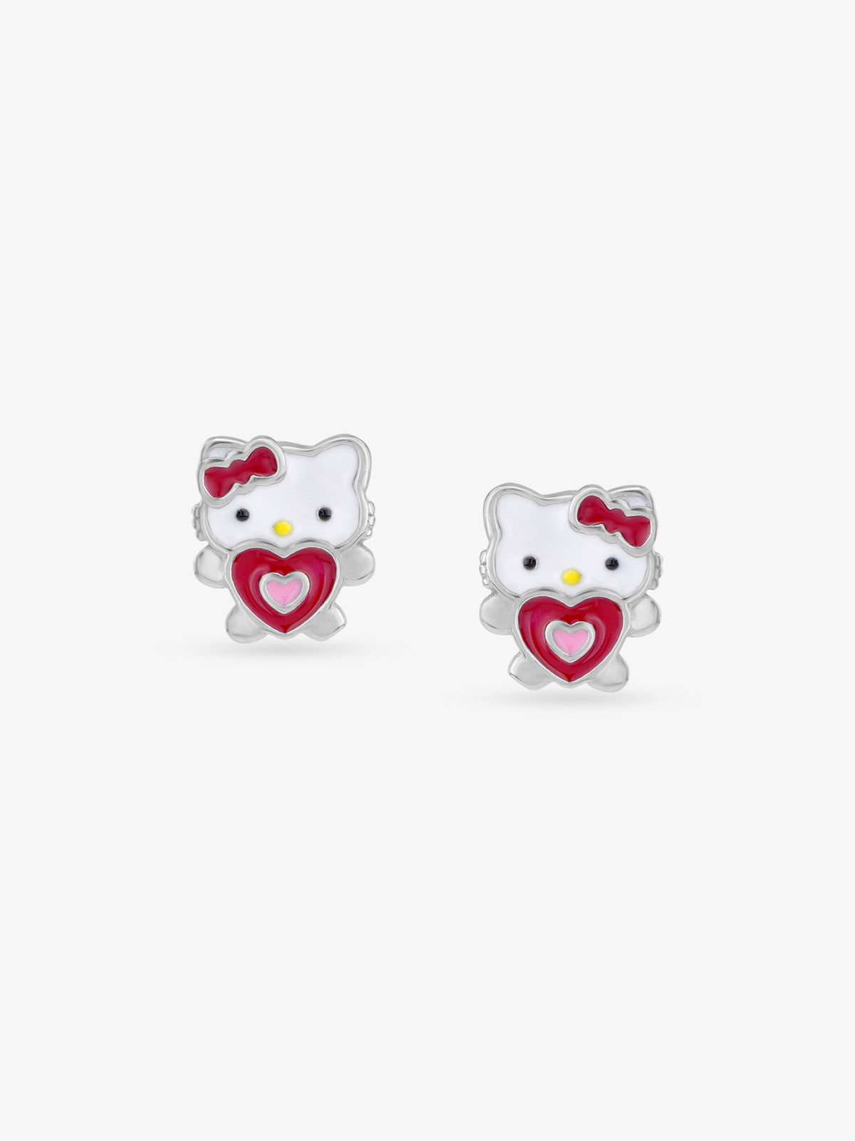 SIJA 925 Silver Hello Kitty Heart Stud sterling silver jewellery playful kids design full front hero view accessory