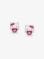 SIJA 925 Silver Hello Kitty Heart Stud sterling silver jewellery playful kids design full front hero view accessory