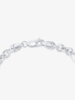 Side view of SIJA 925 Silver Holo Button Men’s Chain Bracelet highlighting sleek silver setting with button chain charm
