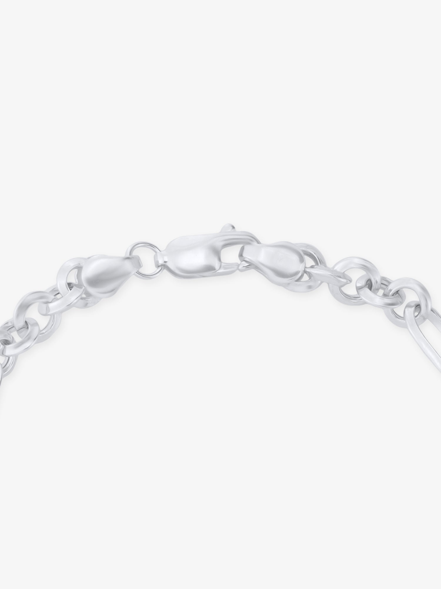 Side view of SIJA 925 Silver Holo Button Men’s Chain Bracelet highlighting sleek silver setting with button chain charm