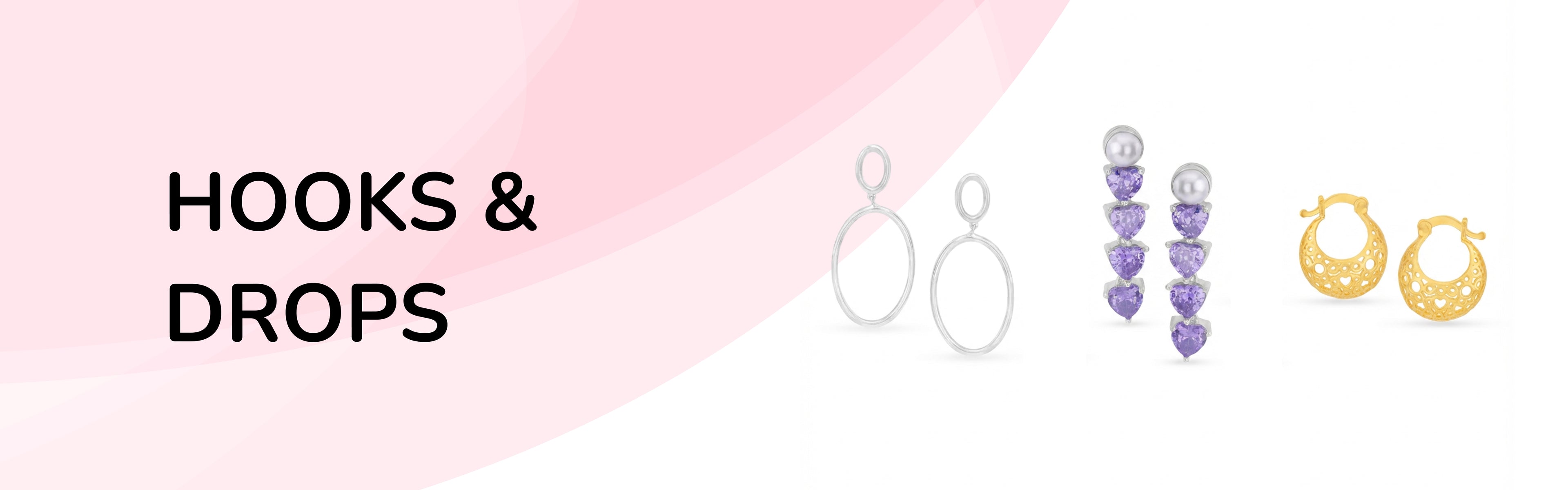 SIJA branded silver jewellery hook & drops collection banner showcasing handcrafted BIS hallmark certified designs perfect for parties and weddings