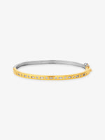 SIJA 925 Silver Dual Tone I Shape Stone Cuff Bracelet sterling silver jewellery elegant front view modern accessory for men and women
