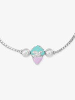 Detailed close up of SIJA 925 Silver Ice Cream Chain Bracelet showing enamel ice cream charm and handcrafted silver chain