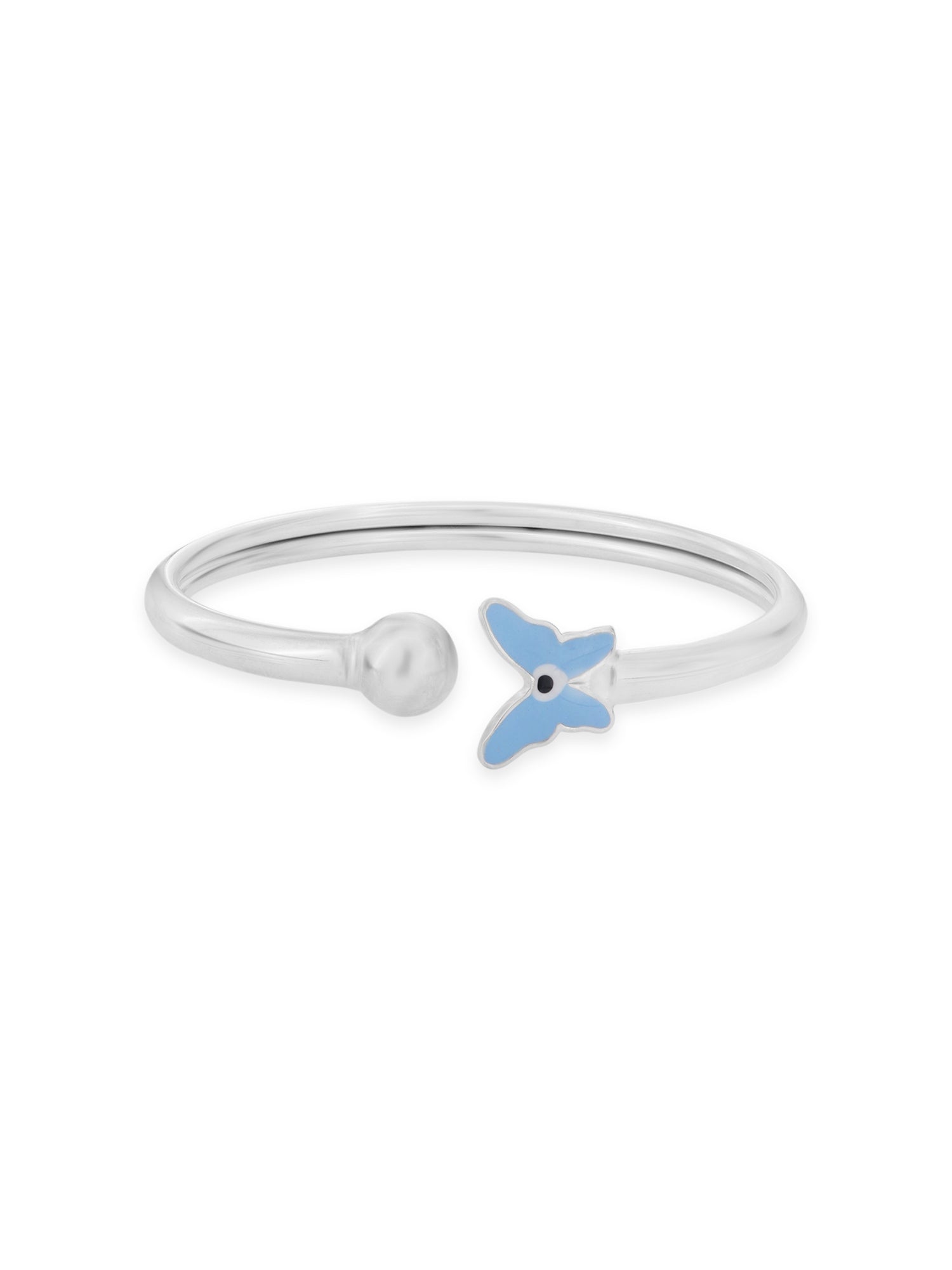 Close‑up of SIJA 925 Silver Kids Bracelet showing enamel butterfly charm detailing handcrafted sterling silver jewellery fun accessory for children