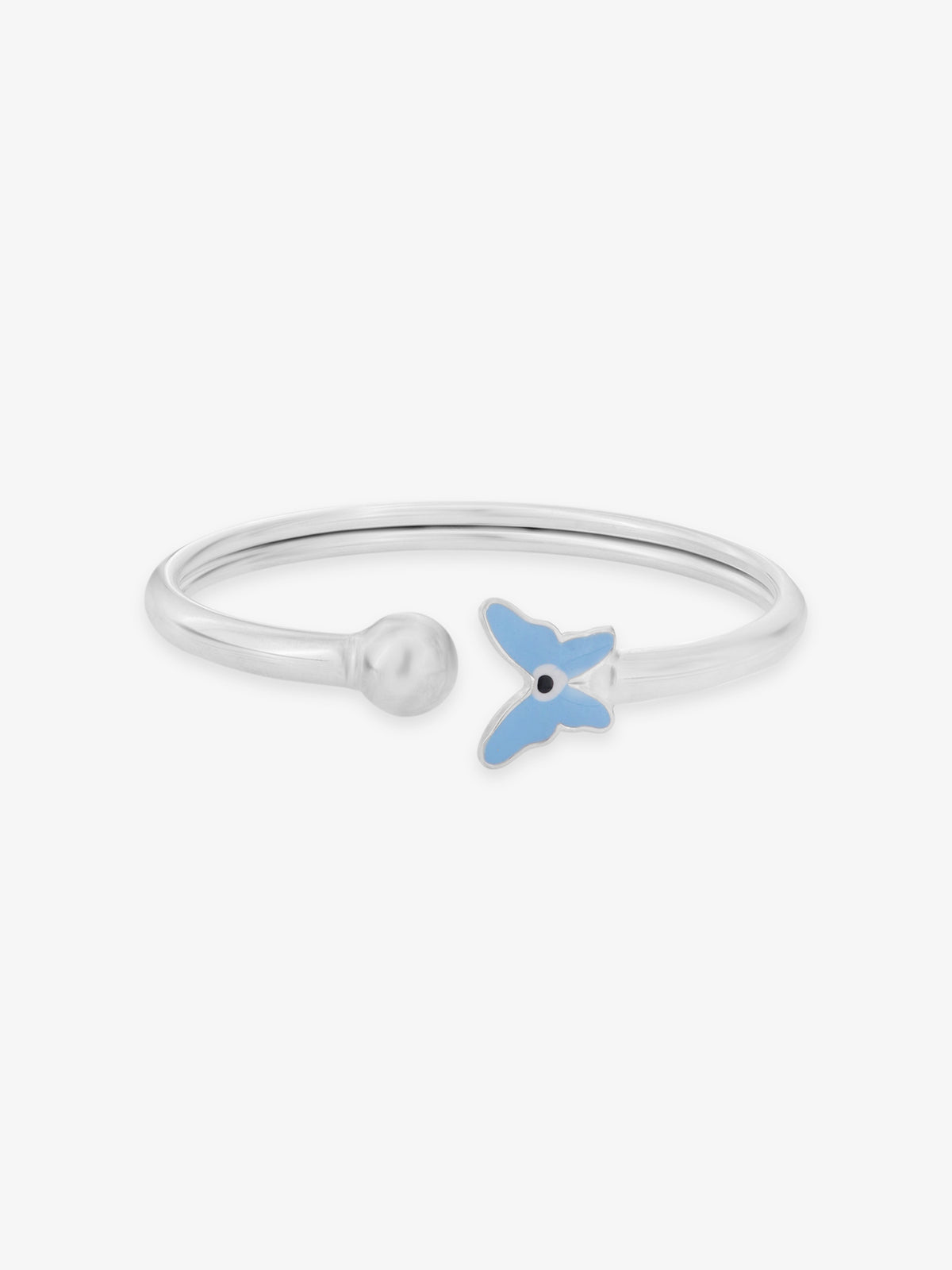 Close‑up of SIJA 925 Silver Kids Bracelet showing enamel butterfly charm detailing handcrafted sterling silver jewellery fun accessory for children