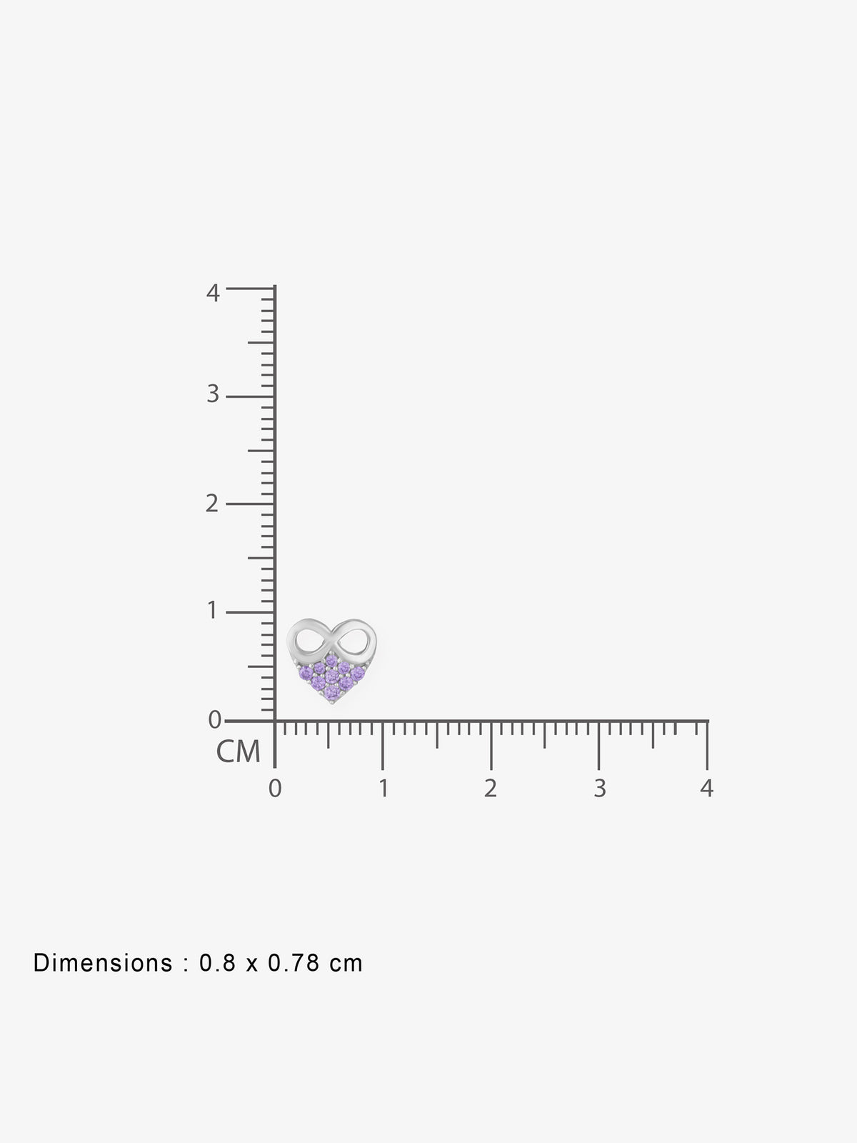 Reverse of SIJA Infinity Purple Heart Stud showing BIS 925 hallmark stamp certified sterling silver jewellery authenticity and quality assurance