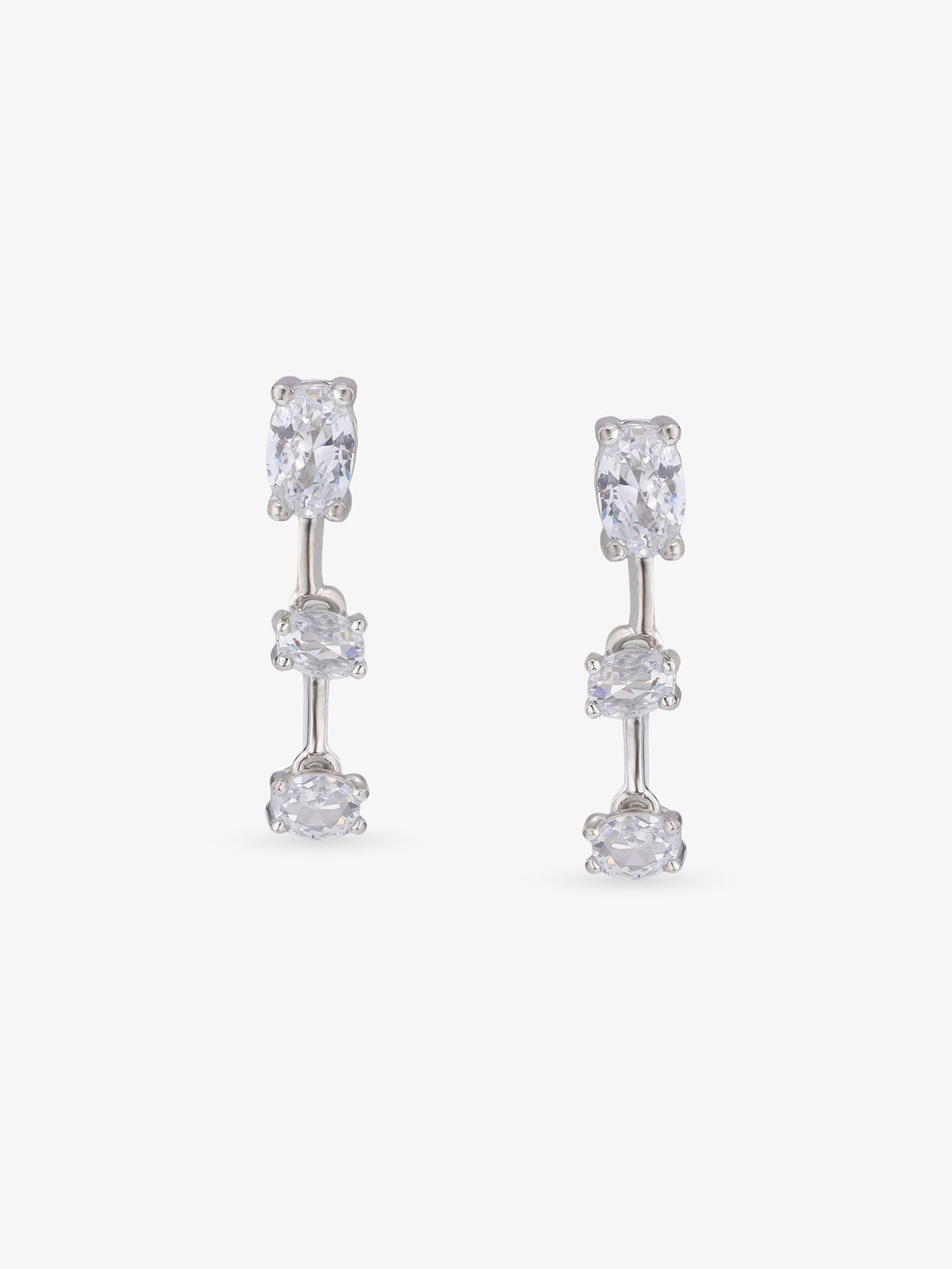 SIJA 925 Silver Inter linked Stoned Earrings sterling silver jewellery full front hero view elegant accessory