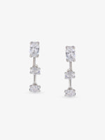 SIJA 925 Silver Inter linked Stoned Earrings sterling silver jewellery full front hero view elegant accessory