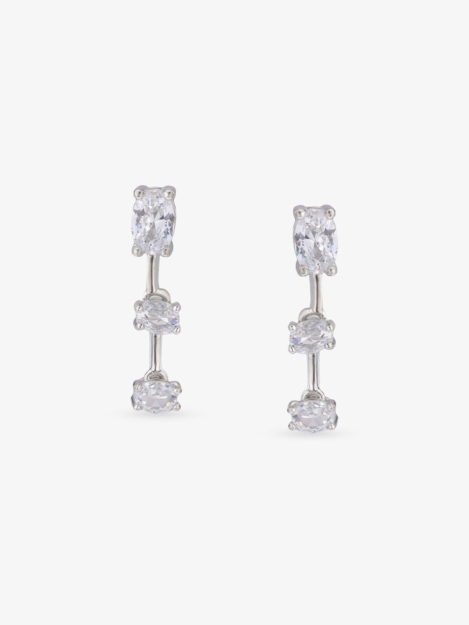 SIJA 925 Silver Inter linked Stoned Earrings sterling silver jewellery full front hero view elegant accessory