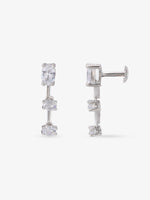 Side profile of SIJA 925 silver Inter linked Stoned Earrings showing polished edges and durable sterling silver construction