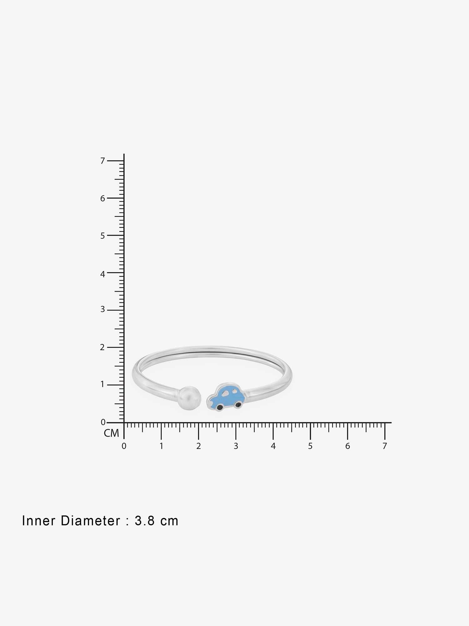 Reverse of SIJA Kids Bracelet with Car Charm showing BIS 925 hallmark stamp certified sterling silver jewellery authenticity and quality assurance