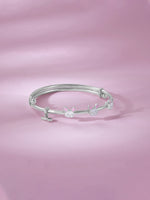 Detailed close up of SIJA 925 Silver Kids Bracelet showing cute Bunny Face Charm with enamel detailing and handcrafted silver finish