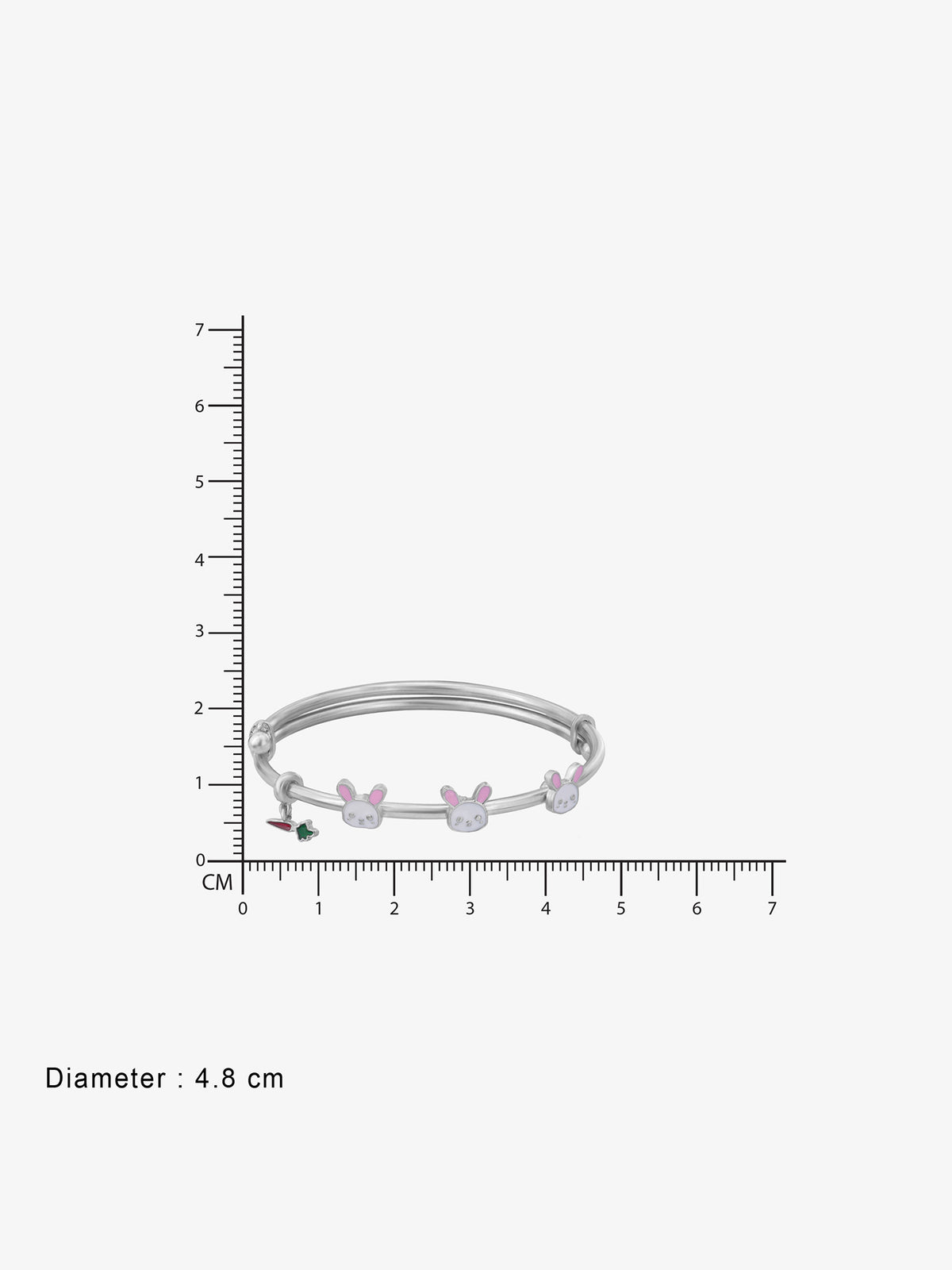 Reverse view of SIJA 925 Silver Kids Bracelet showing BIS 925 hallmark certified sterling silver jewellery made in India