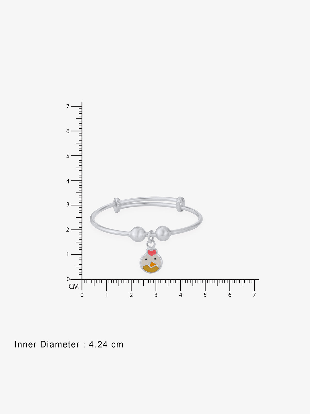 Reverse of SIJA Duck Face Charm Kids Bracelet showing BIS 925 hallmark stamp certified sterling silver jewellery authenticity and quality assurance