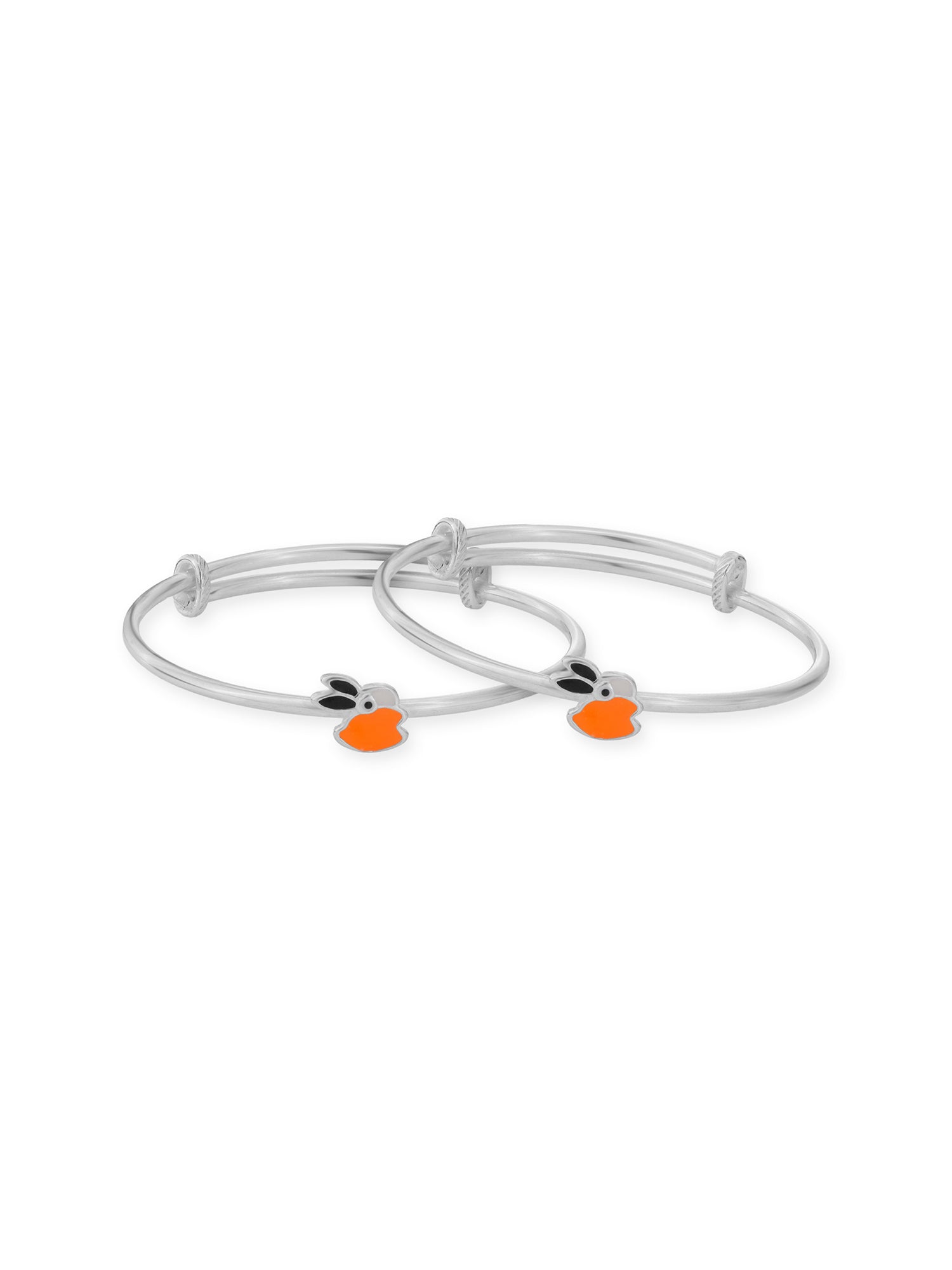 Close‑up of SIJA 925 Silver Kids Bracelet showing enamel rabbit charm detailing handcrafted sterling silver jewellery fun accessory for children