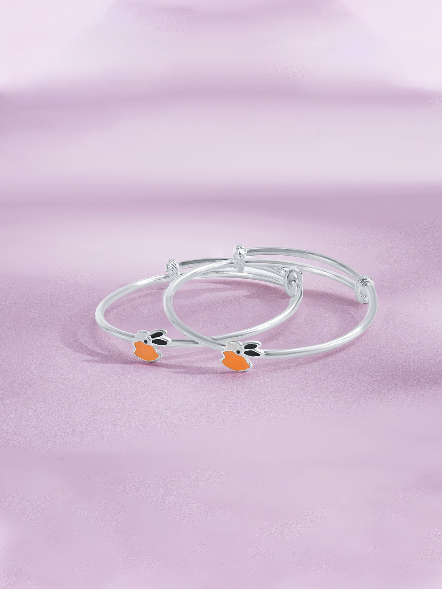 Close‑up of SIJA 925 Silver Kids Bracelet showing enamel rabbit charm detailing handcrafted sterling silver jewellery fun accessory for children