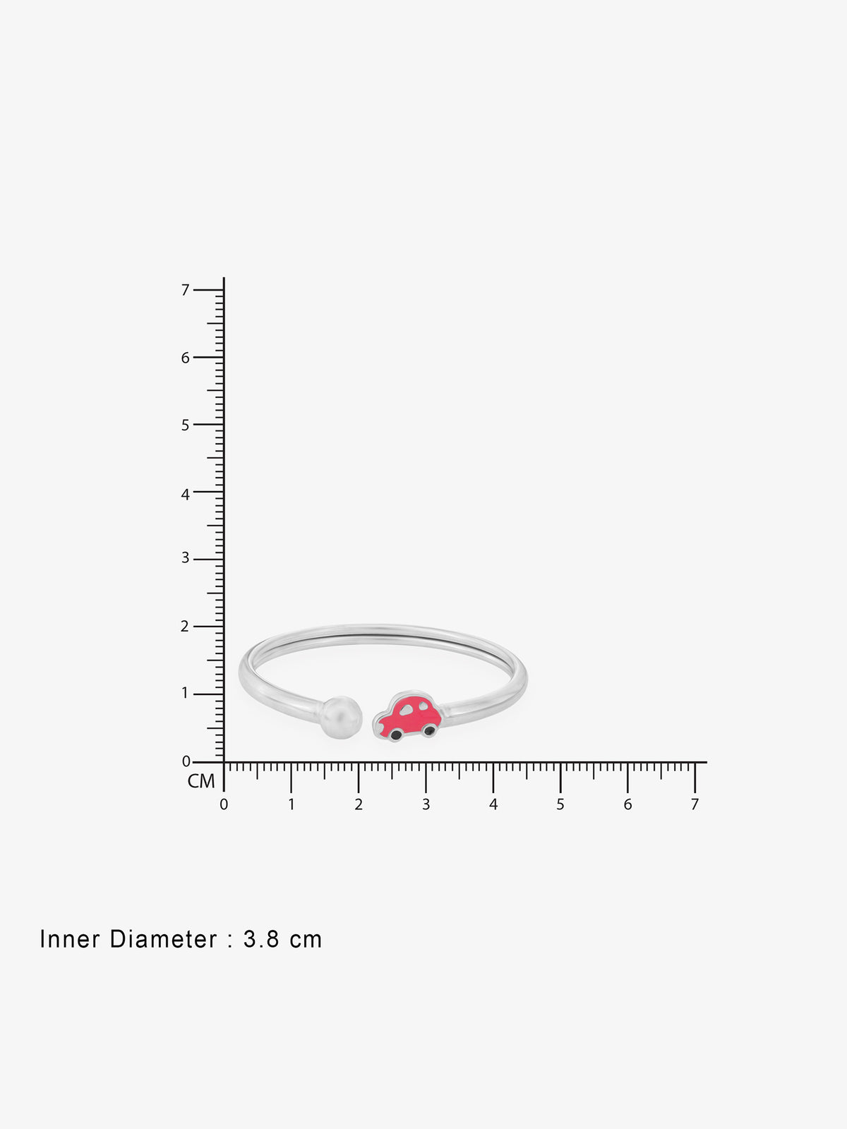 Reverse of SIJA Kids Bracelet with Car Charm showing BIS 925 hallmark stamp certified sterling silver jewellery authenticity and quality assurance
