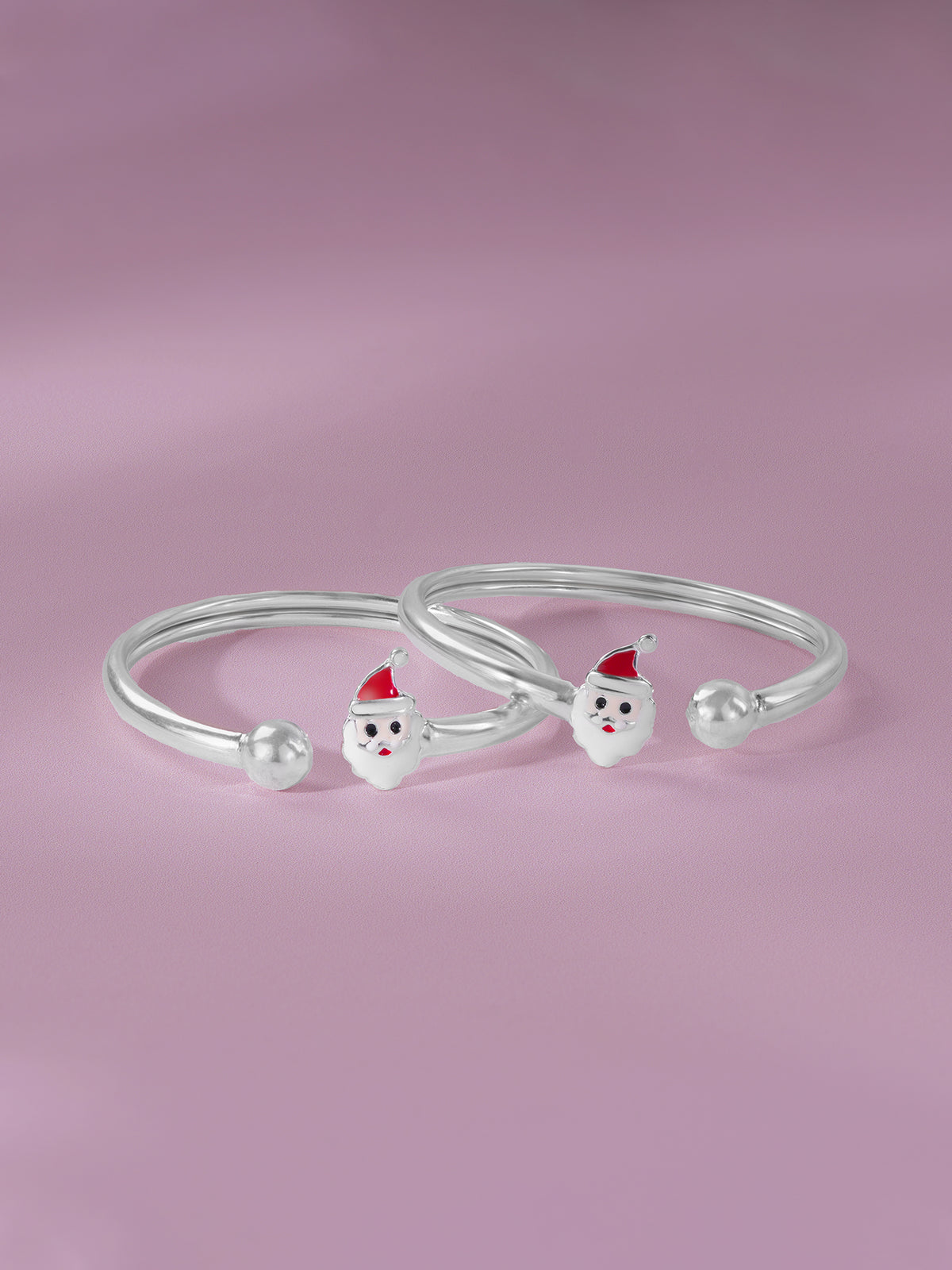 Close‑up of SIJA 925 Silver Kids Bracelet showing enamel Santa Claus charm detailing handcrafted sterling silver jewellery fun accessory for children