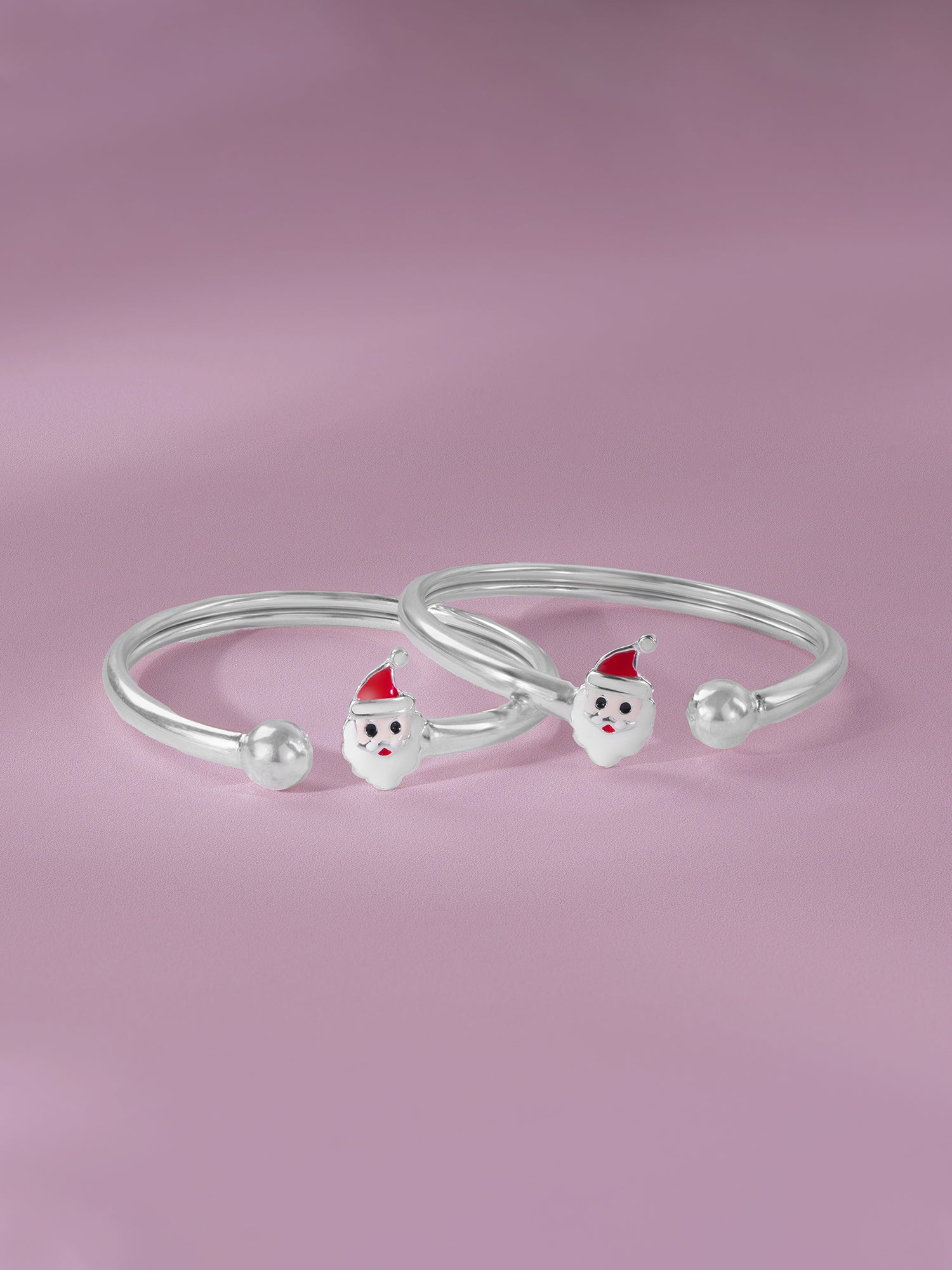 Close‑up of SIJA 925 Silver Kids Bracelet showing enamel Santa Claus charm detailing handcrafted sterling silver jewellery fun accessory for children