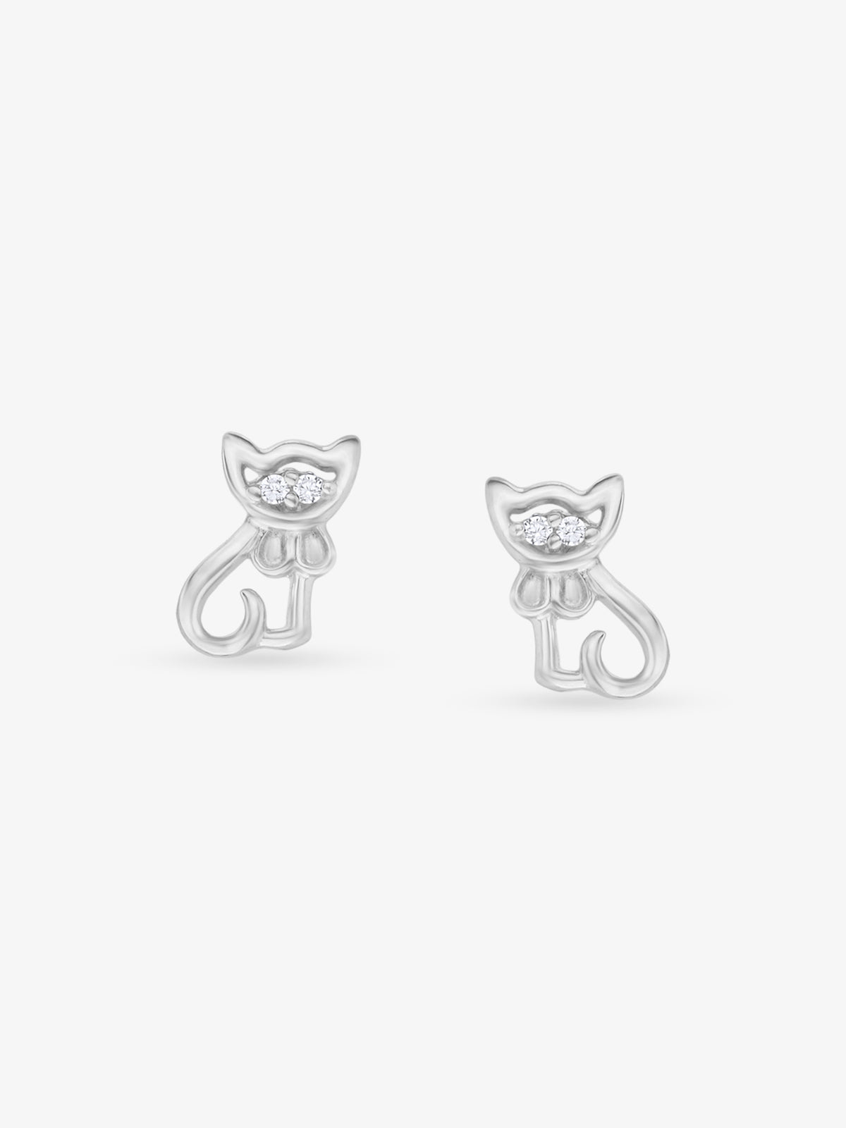 SIJA 925 Silver Kitten Earrings sterling silver jewellery cute kitten design full front hero view accessory