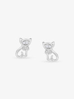SIJA 925 Silver Kitten Earrings sterling silver jewellery cute kitten design full front hero view accessory