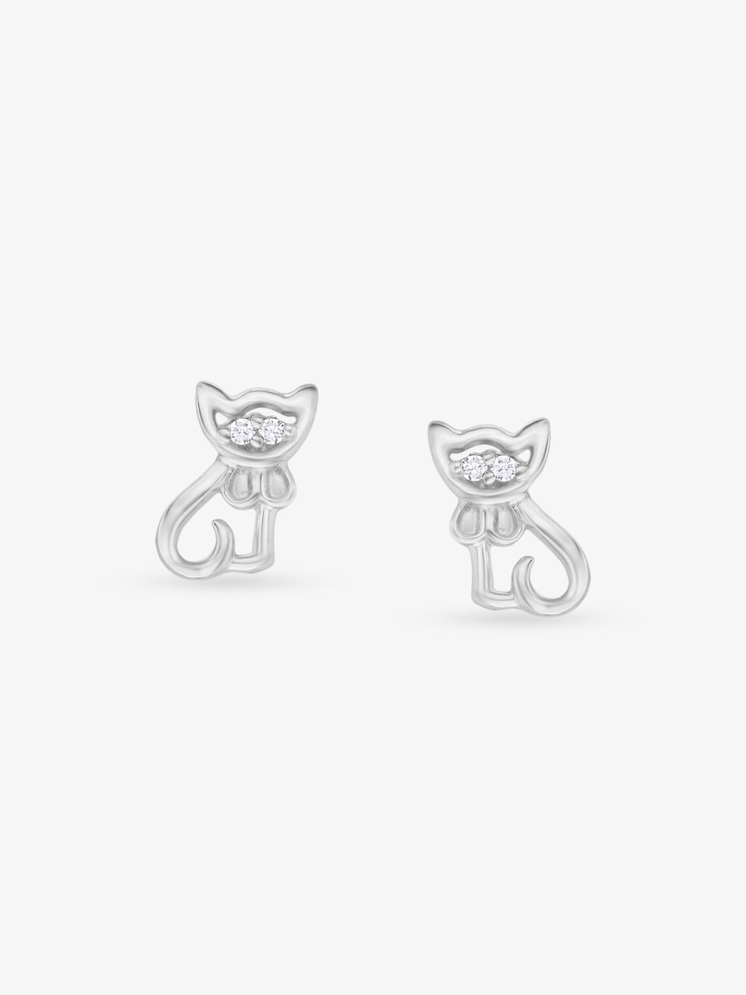 SIJA 925 Silver Kitten Earrings sterling silver jewellery cute kitten design full front hero view accessory