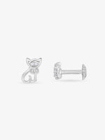 Side profile of SIJA 925 Silver Kitten Earrings sterling silver jewellery elegant accessory durable construction polished edges