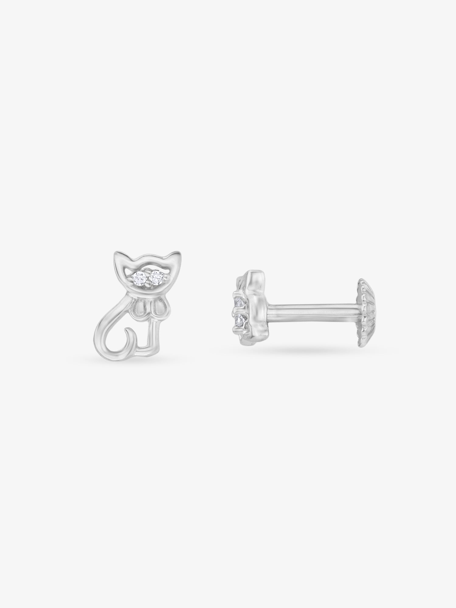Side profile of SIJA 925 Silver Kitten Earrings sterling silver jewellery elegant accessory durable construction polished edges