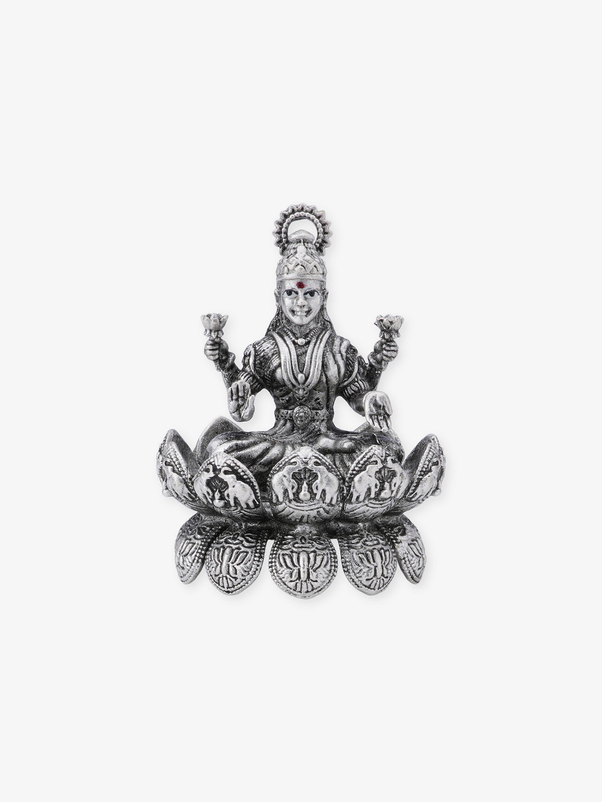 SIJA 925 Silver Lakshmi Solid Idol sterling silver temple jewellery full front hero view divine accessory