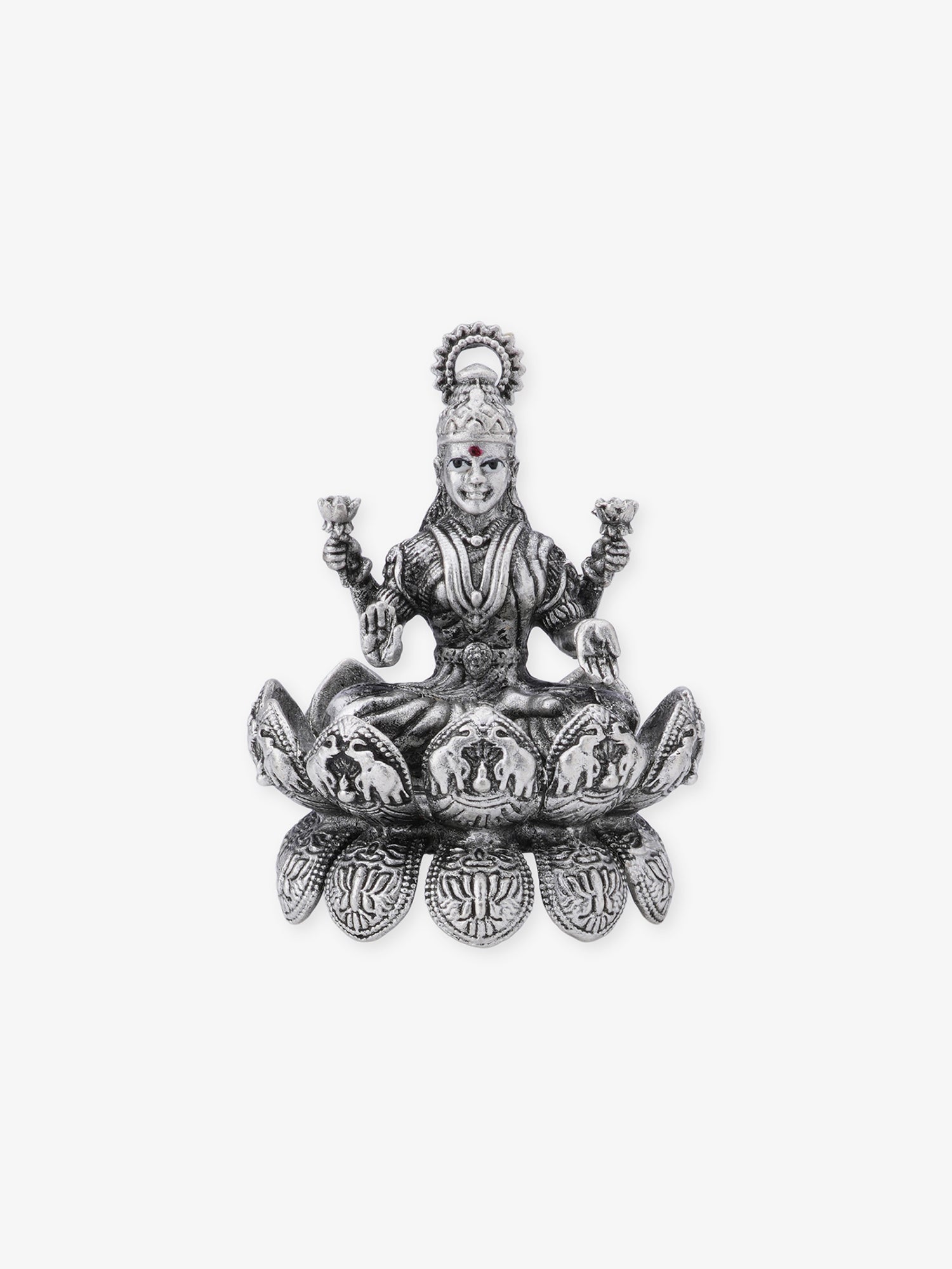 SIJA 925 Silver Lakshmi Solid Idol sterling silver temple jewellery full front hero view divine accessory