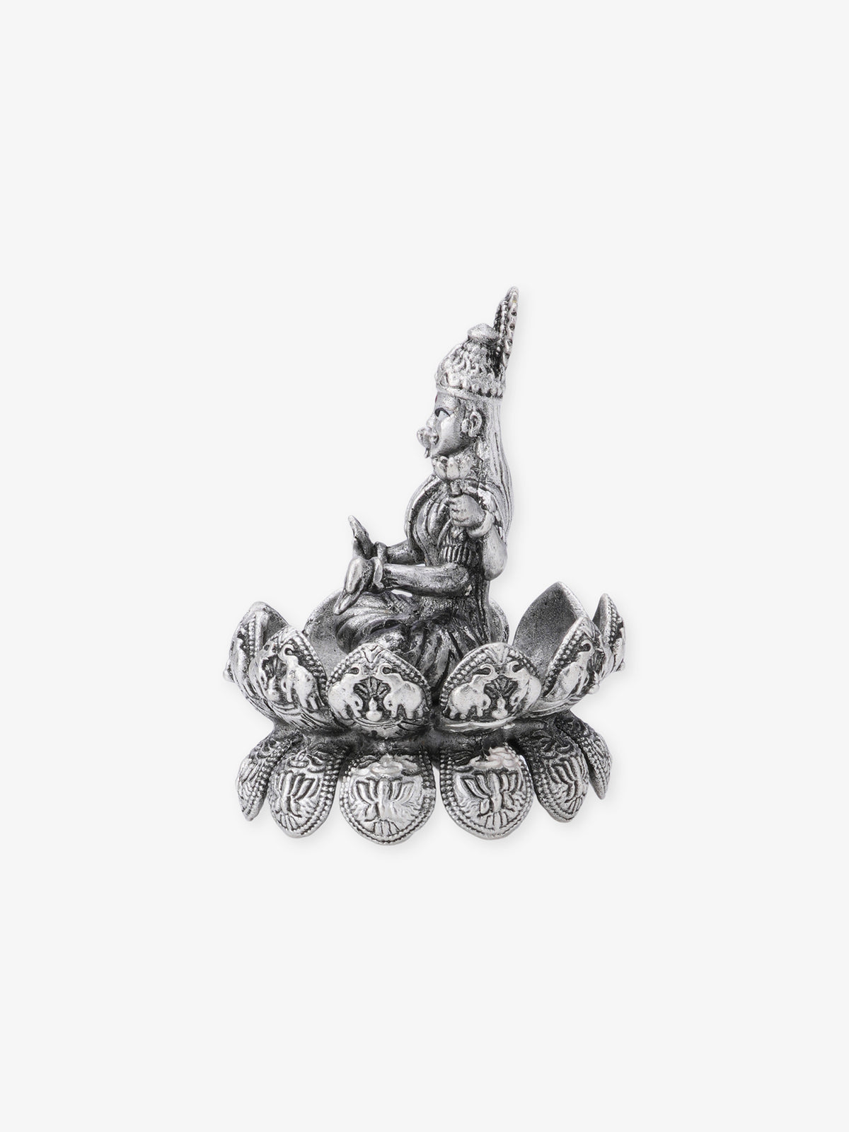 Side profile of SIJA 925 silver Lakshmi Solid Idol showing polished edges and durable sterling silver construction
