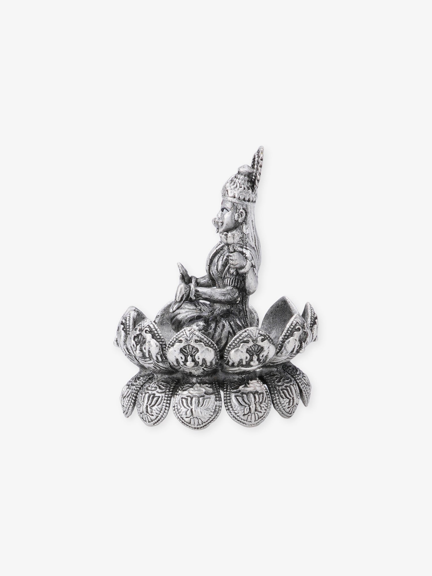 Side profile of SIJA 925 silver Lakshmi Solid Idol showing polished edges and durable sterling silver construction