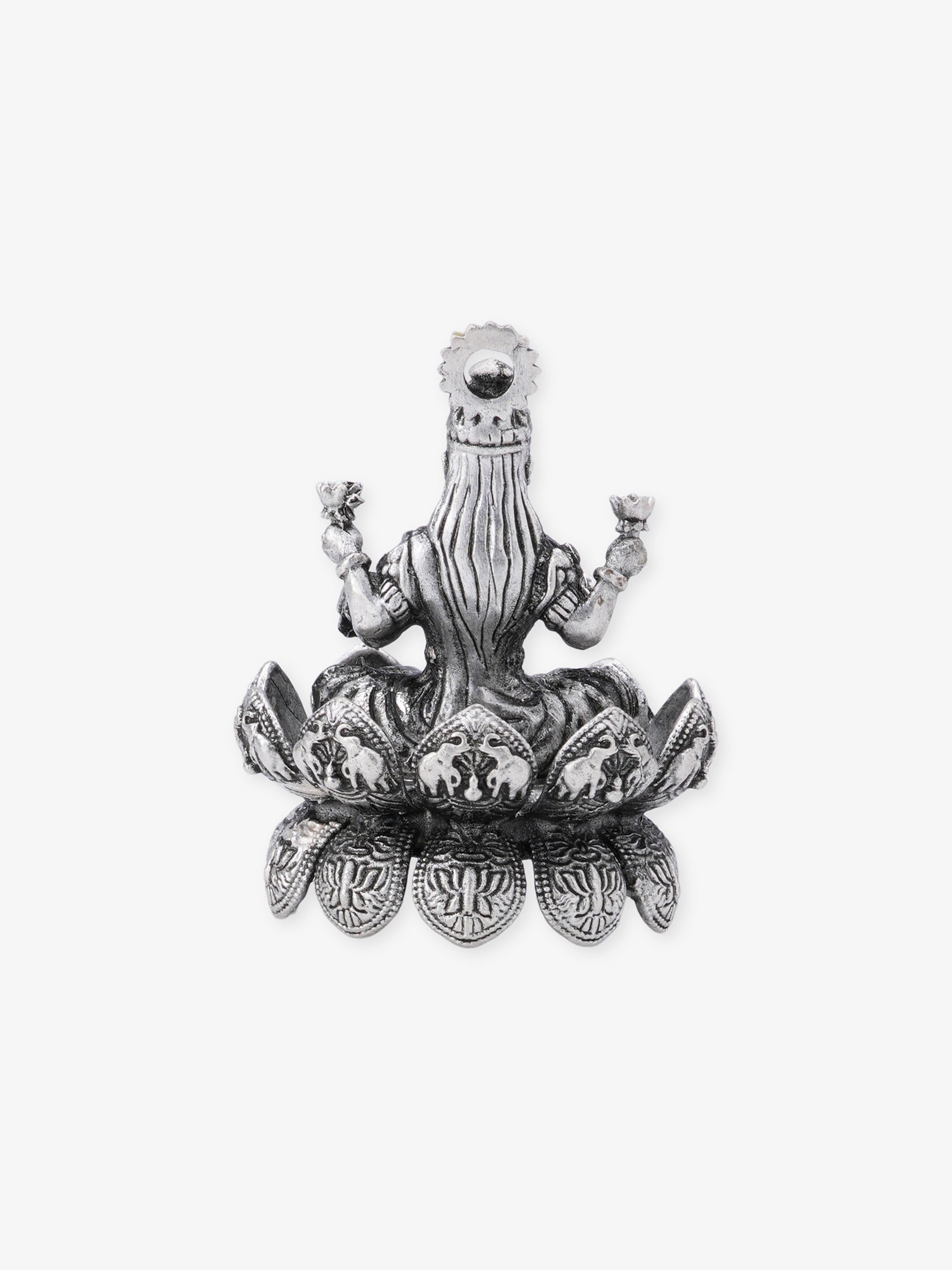 Back side profile of SIJA 925 silver Lakshmi Solid Idol showing polished edges and durable sterling silver construction