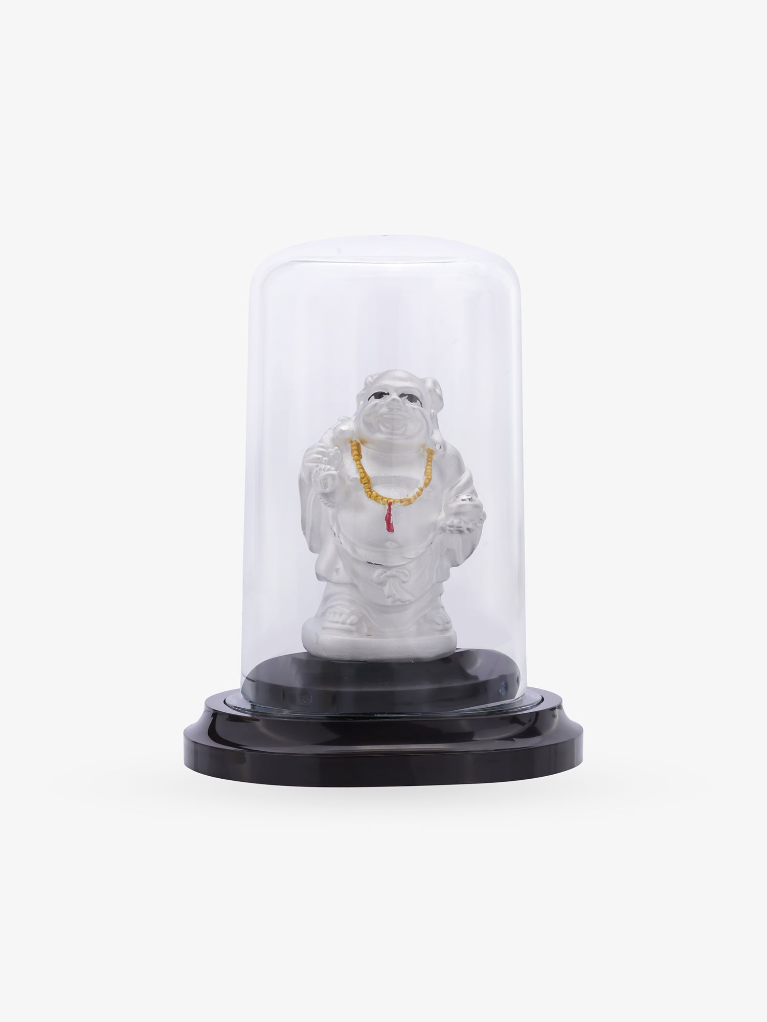 SIJA 925 Silver Laughing Buddha Idol handcrafted sterling silver temple jewellery front view