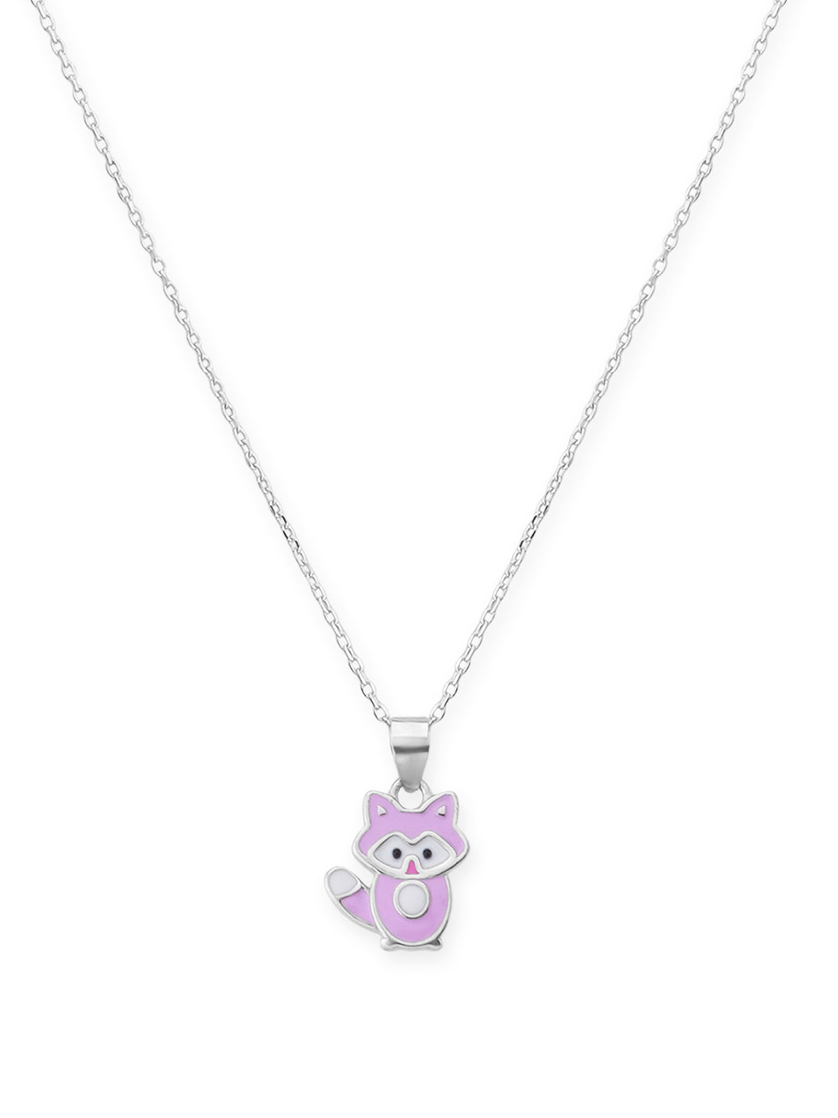 Close‑up of SIJA 925 silver Lavender Cat Necklace showing lavender cat pendant detailing and handcrafted sterling silver design
