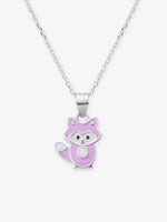 Close‑up of SIJA 925 silver Lavender Cat Necklace showing lavender cat pendant detailing and handcrafted sterling silver design