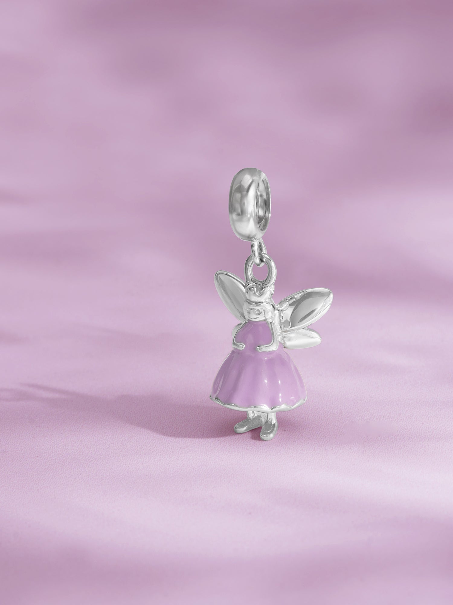 Detailed close up of SIJA 925 Silver Fairy Charm showing delicate fairy wings and handcrafted silver finish