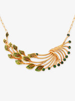 Close‑up of SIJA 925 silver Leaf Choker Necklace showing intricate leaf motif detailing and handcrafted gold plated design