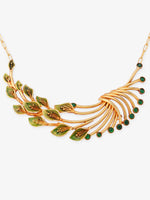 Close‑up of SIJA 925 silver Leaf Choker Necklace showing intricate leaf motif detailing and handcrafted gold plated design