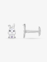 Side profile of SIJA 925 silver Little Bunny Bliss Stud showing polished edges and durable sterling silver construction