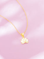 Detailed close up of SIJA 925 Silver Lotus Pendant with Chain highlighting lotus charm craftsmanship