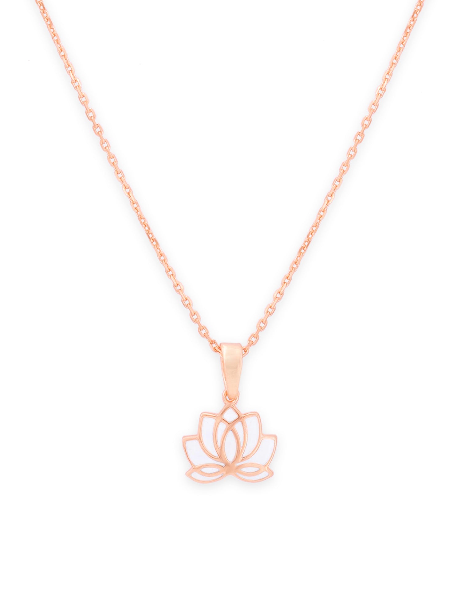 Detailed close up of SIJA 925 Silver Lotus Pendant with Chain highlighting lotus charm craftsmanship