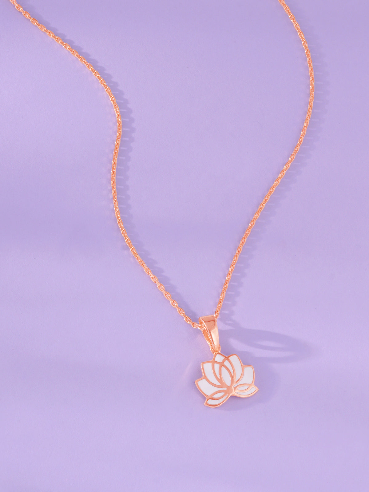 Detailed close up of SIJA 925 Silver Lotus Pendant with Chain highlighting lotus charm craftsmanship