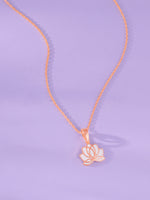Detailed close up of SIJA 925 Silver Lotus Pendant with Chain highlighting lotus charm craftsmanship