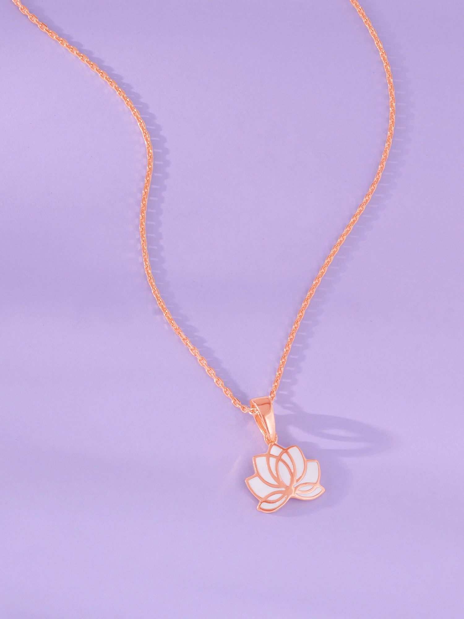 Detailed close up of SIJA 925 Silver Lotus Pendant with Chain highlighting lotus charm craftsmanship